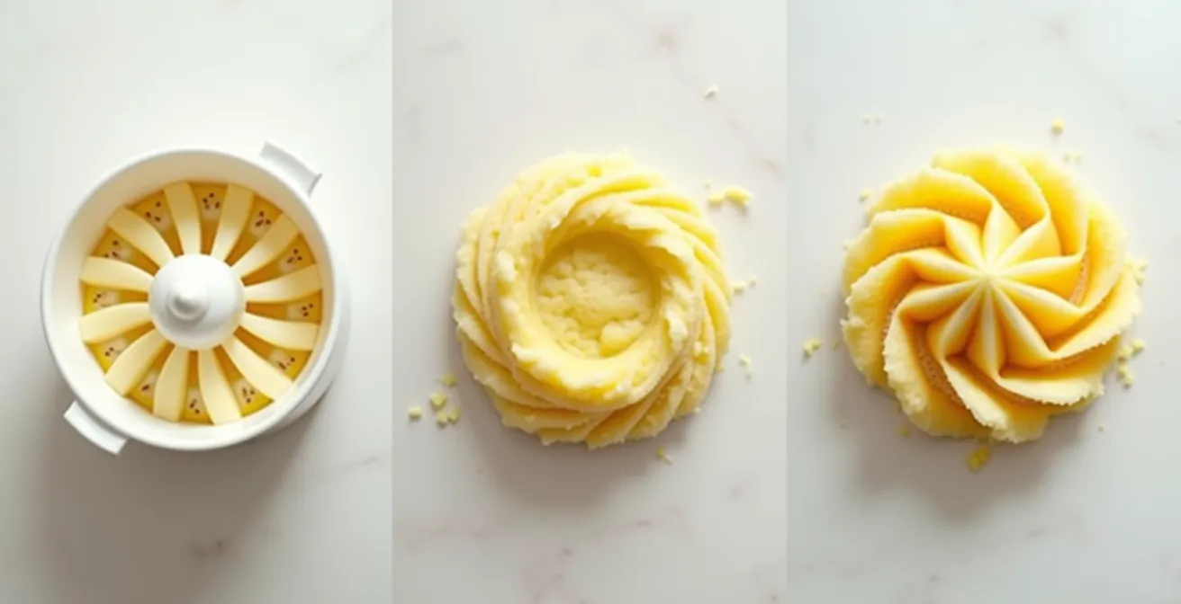 Illustration visuelle comparative montrant les différences de texture et d’usage entre pilon, presse-purée et moulin à légumes