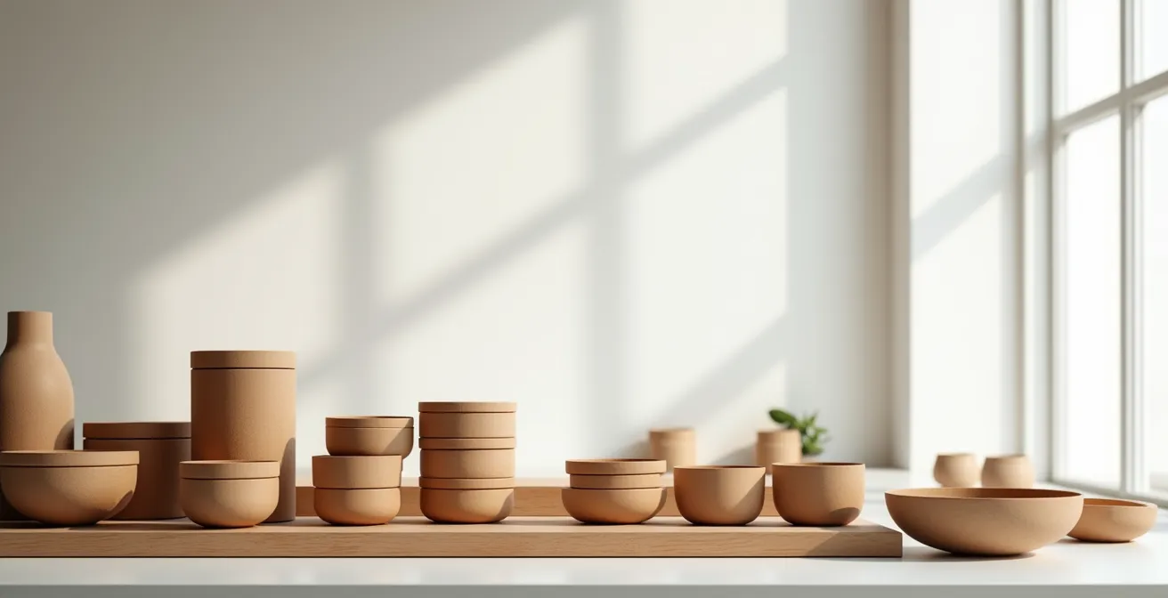 Vue d'ensemble d'un comptoir de restaurant avec emballages en carton disposés