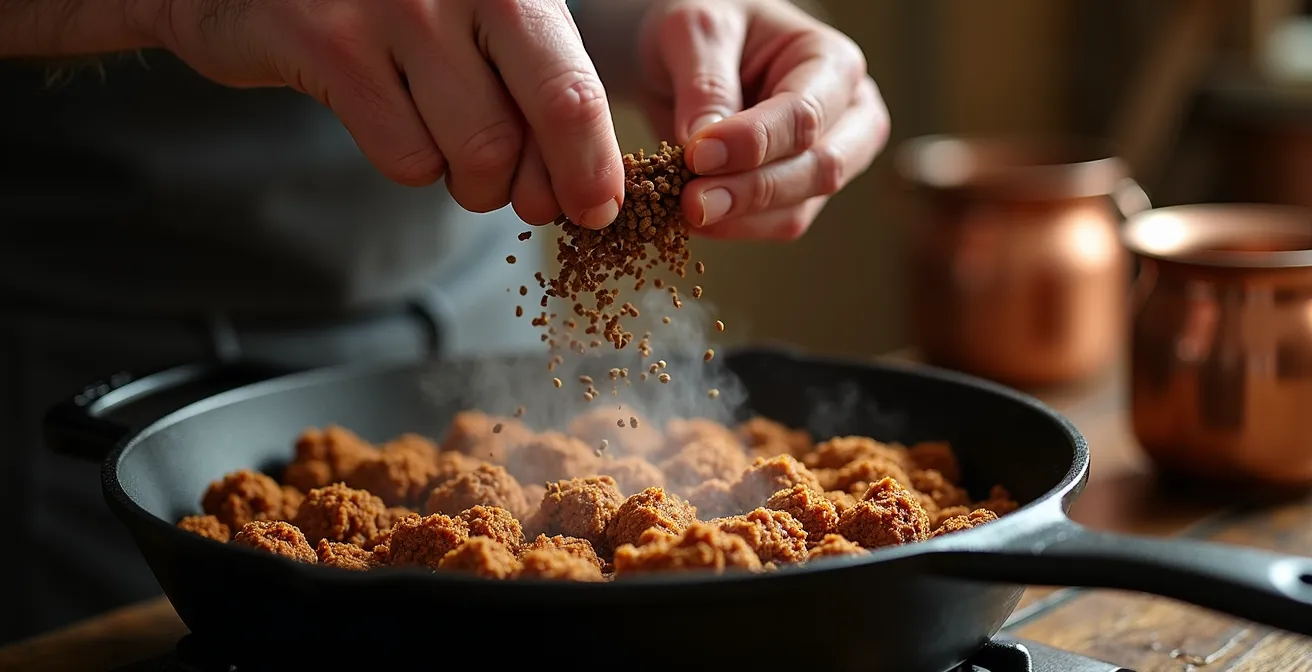 Préparation de viande hachée avec épices québécoises traditionnelles